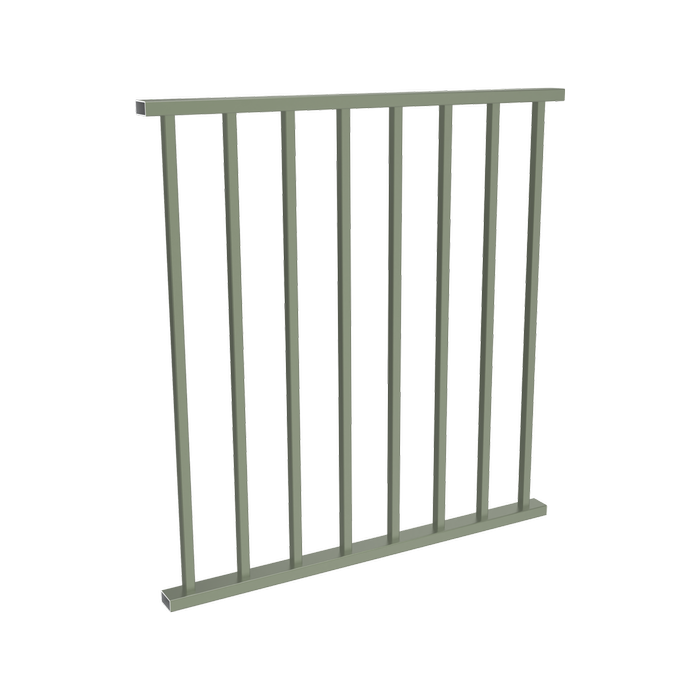 ProtectorAl 350 - 900 x 950mm Pale Eucalypt Aluminium Flat Top Square Picket Balustrade Panel