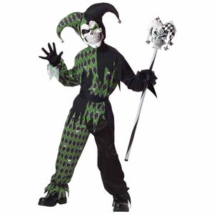 Jokes On You Evil Jester Mardi Gras Halloween Green Boys Costume XL