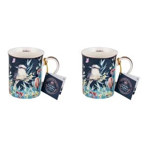 2PK Australian Flora Kookaburra 360ml Coffee Mug New Bone China