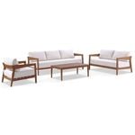 Bronte 3+2+1 Outdoor Aluminium with Sunbrella Lounge Setting with Coffee Table Teak Look - Sunbrella Canvas Canvas