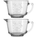 2x Anchor Hocking 2L/8Cup Glass Batter Bowl Measuring Jug  Clear