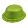GLITTER BOWLER HAT Fancy Party Plastic Costume Cap Fun Dress Up Sparkle Lime Green