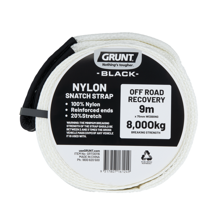GRUNT 75mm x 9m 8,000 B/S Nylon Snatch Strap