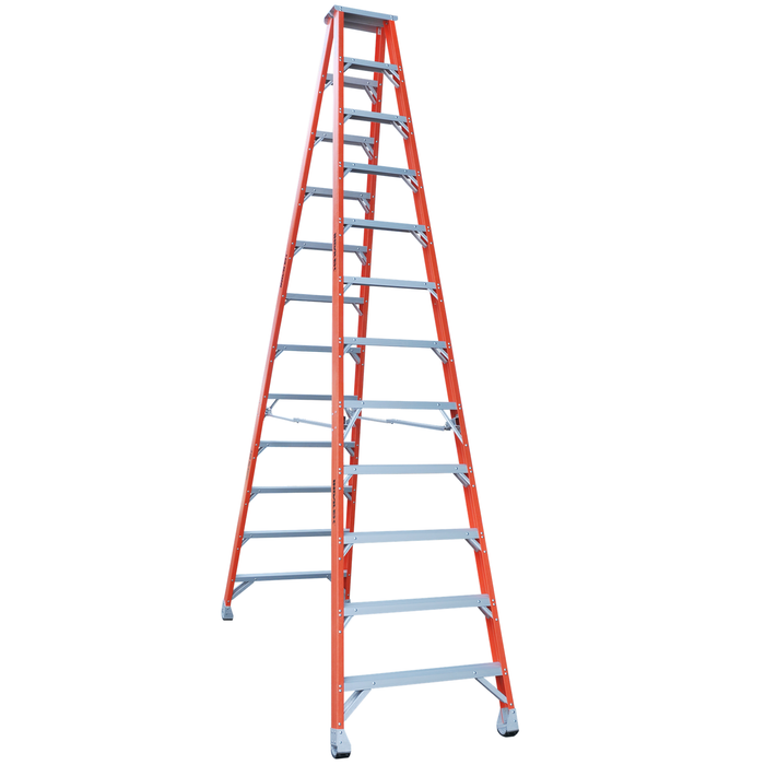 Indalex 4.3m 150kg Pro Series Industrial Fibreglass Double Sided Step Ladder