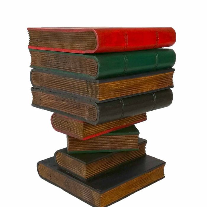 Artisan Handmade Book Stack Side Table with Storage | Hardwood Bedside Table - Mango Trees