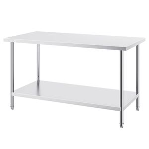 Vevor 762x1524x864mm Stainless Steel Work Table Silver for Restaurant Home Hotel