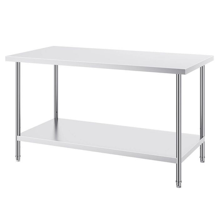 Vevor 762x1524x864mm Stainless Steel Work Table Silver for Restaurant Home Hotel