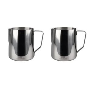 2PK Coffee Culture Stainless Steel 350ml Milk Frothing Jug Container Silver