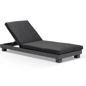 Santorini Aluminium Outdoor Sun Lounge Charcoal & Denim Grey Cushions