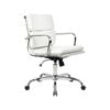 Furb Office Chair Executive Mid Back Silver Frame White Pu Leather
