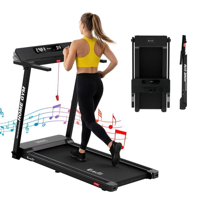 Everfit 2 In 1  Treadmill Electric Home Gym Fitness Exercise Fully Foldable 450mm Black
