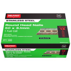 Delfast 55x3.1mm Roundhead 304 Stainless Steel Nails w/Fuel Cells - 1000 Pack