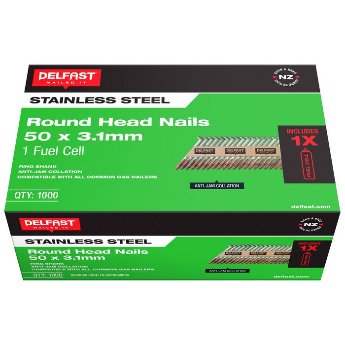 Delfast 55x3.1mm Roundhead 304 Stainless Steel Nails w/Fuel Cells - 1000 Pack