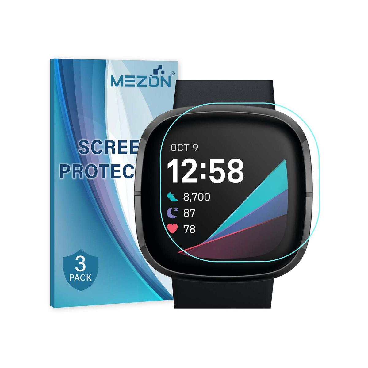 3 Pack MEZON Fitbit Sense Ultra Clear TPU Film Screen Protectors ...