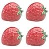 4PK Urban Ceramic Strawberry Table Napkin Storage Holder 10x8cm Red