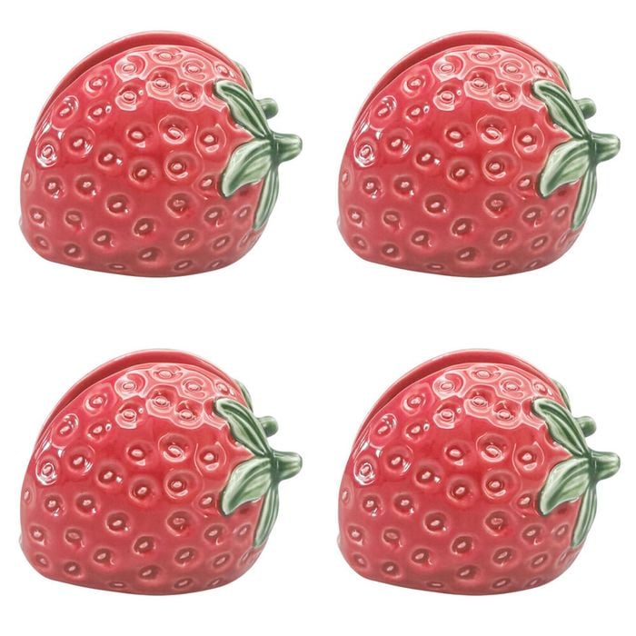 4PK Urban Ceramic Strawberry Table Napkin Storage Holder 10x8cm Red