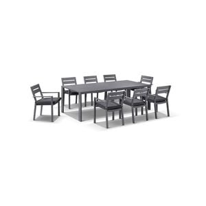 Outdoor Capri 8 Seater Aluminium Dining Setting - Charcoal with Denim