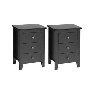 Costway 2x Bedside Tables Wood Black