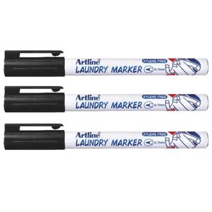3pc Artline 750 Laundry/linen/clothing/fabric Bullet Nib 0.7mm Line Marker Black