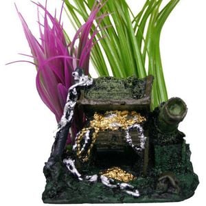Aqua One Treasure Chest And Plant Ornament (36356)