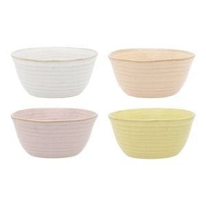 4pc Ecology Ottawa Stoneware Rice Bowls Pastel Colour Set 13.5x6cm