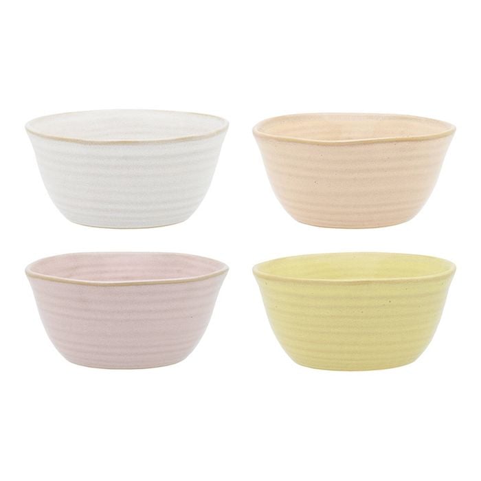 4pc Ecology Ottawa Stoneware Rice Bowls Pastel Colour Set 13.5x6cm