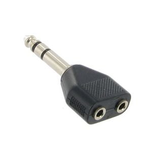 6.35mm 1/4-Inch Stereo Male Plug to 2x 3.5mm Stereo Female Sockets Audio Adaptor