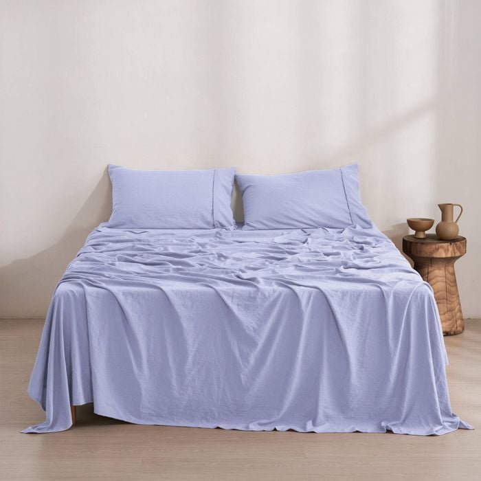 Dreamaker Superfine Washed Microfibre Sheet Set Lilac Double Bed