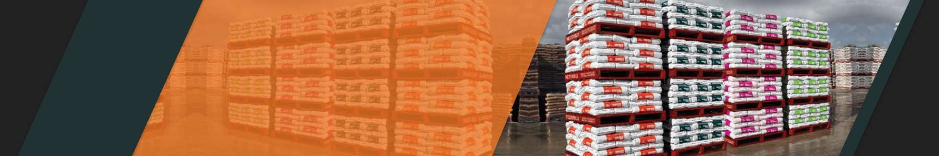 Tall pallets of dry-mix building products from Westbuild