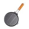 SOGA 24cm Round Ribbed Cast Iron Steak Frying Grill Skillet Pan