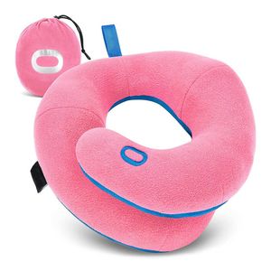 Catzon Neck Pillow for Travel Adjustable Head Chin Neck Support-Pink(L)