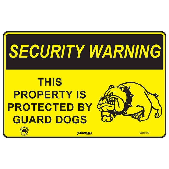 Pinnacle 300 x 200mm Poly Security Warning Guard Dogs Sign 