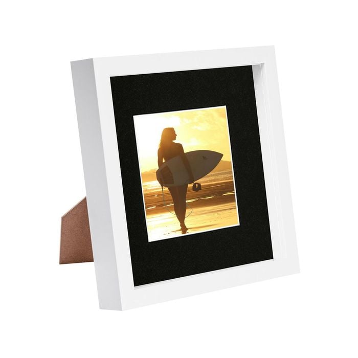 Nicola Spring 8" x 8" White 3D Box Photo Frame - 4" x 4" Mount
