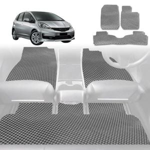 6D Diamond Car Floor Mats for Honda Jazz 2008-2014-Full Set-Grey-Outback GT