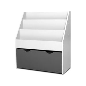 Keezi Kids Bookshelf Bookcase Shelf Wooden White