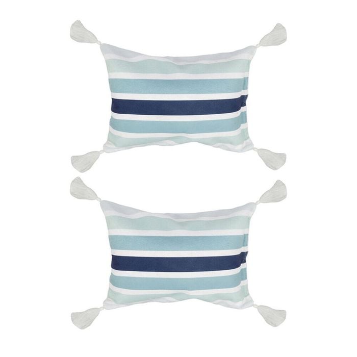 2PK Good Vibes Inflatable Beach Pillow With Tassels Ocean Tide 40x29x13cm