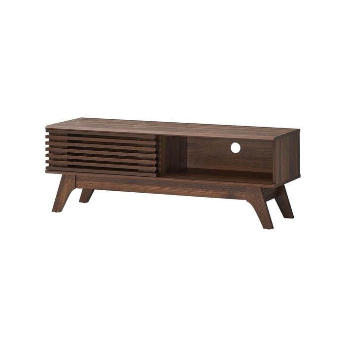 Clancy Entertainment Unit Modern Tv Cabinet Tv Stand 120cm 1 Door Walnut Woodgrain
