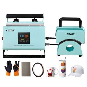 VEVOR 2 in 1 Tumbler and Hat Heat Press Machine Green 11-30oz Temperature Time Control