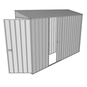 Build-a-Shed 0.8 x 3 x 2m Single Hinged Door Shed with Single Sliding Side Door - Zinc