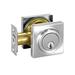 Delf Satin Nickel Low Profile Square Double Cylinder Deadbolt