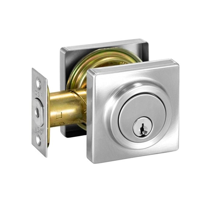 Delf Satin Nickel Low Profile Square Double Cylinder Deadbolt