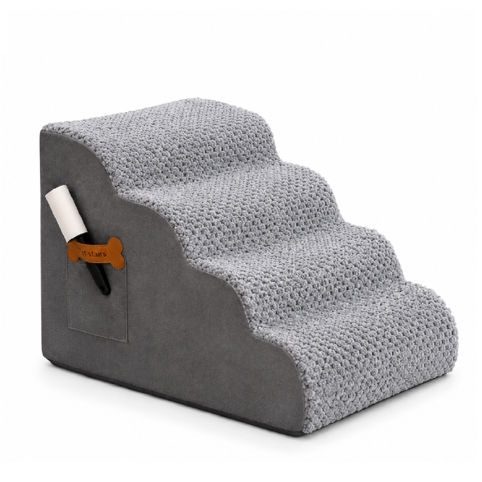 Provecta 4 Step Grey Memory Foam Pet Stairs With Washable Cover