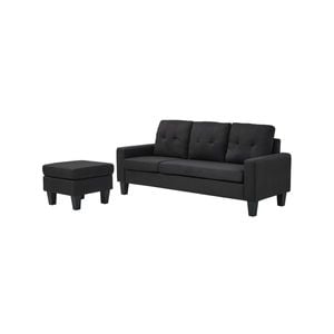 Foret 3 Seater Sofa Modular Corner Lounge Couch Modern Ottoman Fabric Black