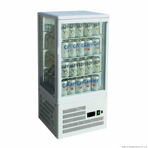 Thermaster Four-sided Countertop Beverage Display Fridge White  - Countertop Display Fridges (tcbd78w)