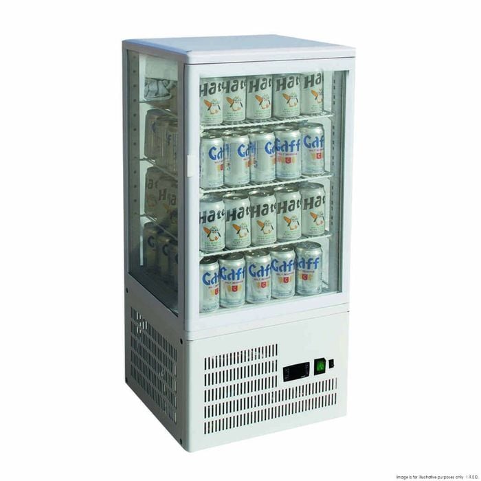 Thermaster Four-sided Countertop Beverage Display Fridge White  - Countertop Display Fridges (tcbd78w)
