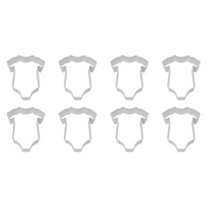 8PK R&M Baby Bodysuit Cookie Cutter Polyresin Coated Steel 10cm - White