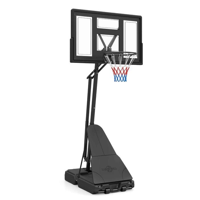Costway Basketball Hoop Backboard Rim Net 2.35-3.05m Tool-Free Wheel