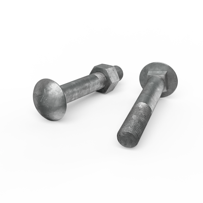 ZENITH M16 x 100mm Hot Dip Galvanised Cup Head Bolts & Nuts - Each