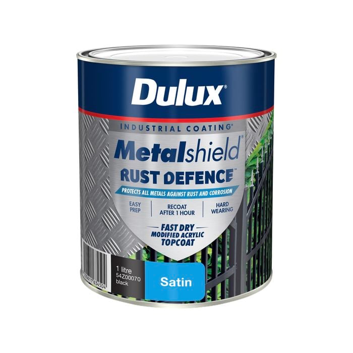 Dulux 1L Black Satin Metalshield Rust Defence