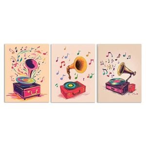 3pcs Note, record Art Painting Print 100% Australian Made 3 x 40x60cm (Metal Print)